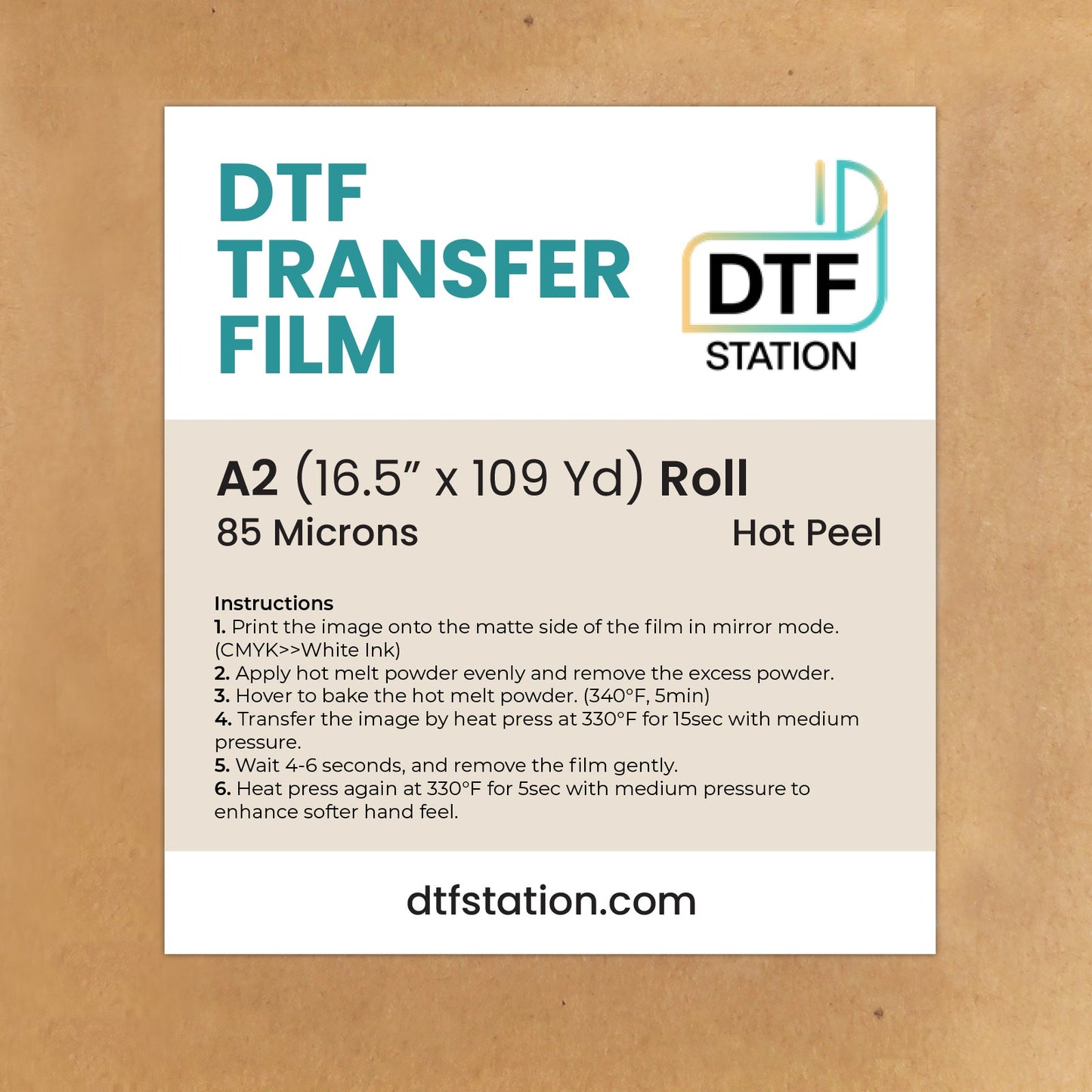 DTF Film Sheets (Matte, Warm/Cold Peel), DTF Transfer Sheets for DTF  Printers