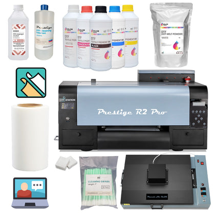 Save over $300 with the Prestige R2 Pro DTF Printer, Phoenix Curing Oven, and DTF supplies bundle ultimate DTF printing workflow.