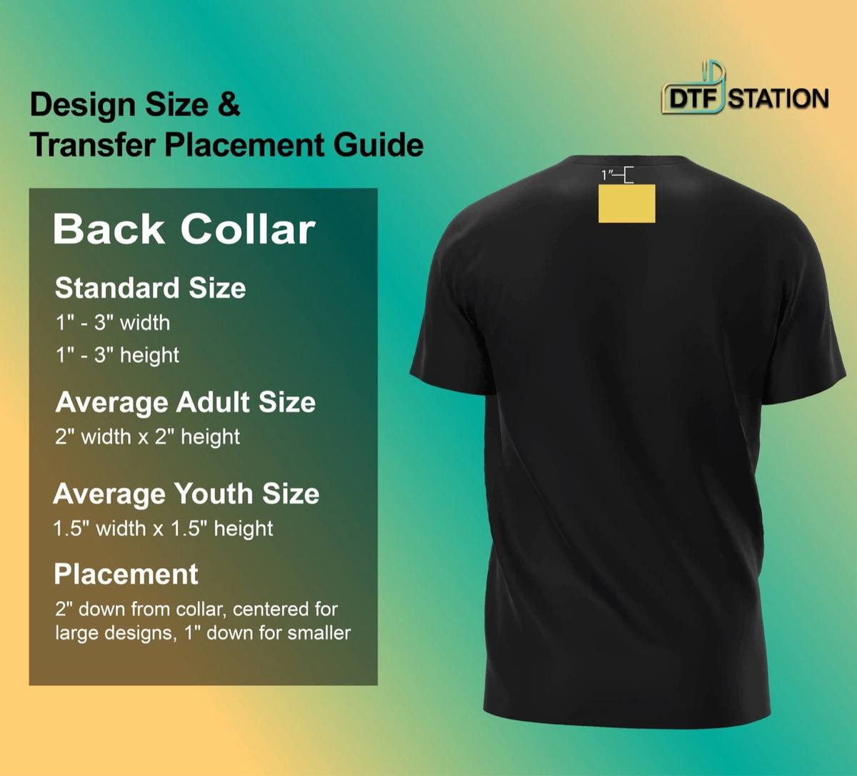 T shirt Deisgn Size Transfer Placement Back Collar