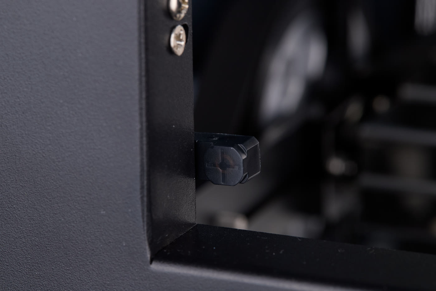 The cover-open safety sensor inside the Prestige R2 Pro