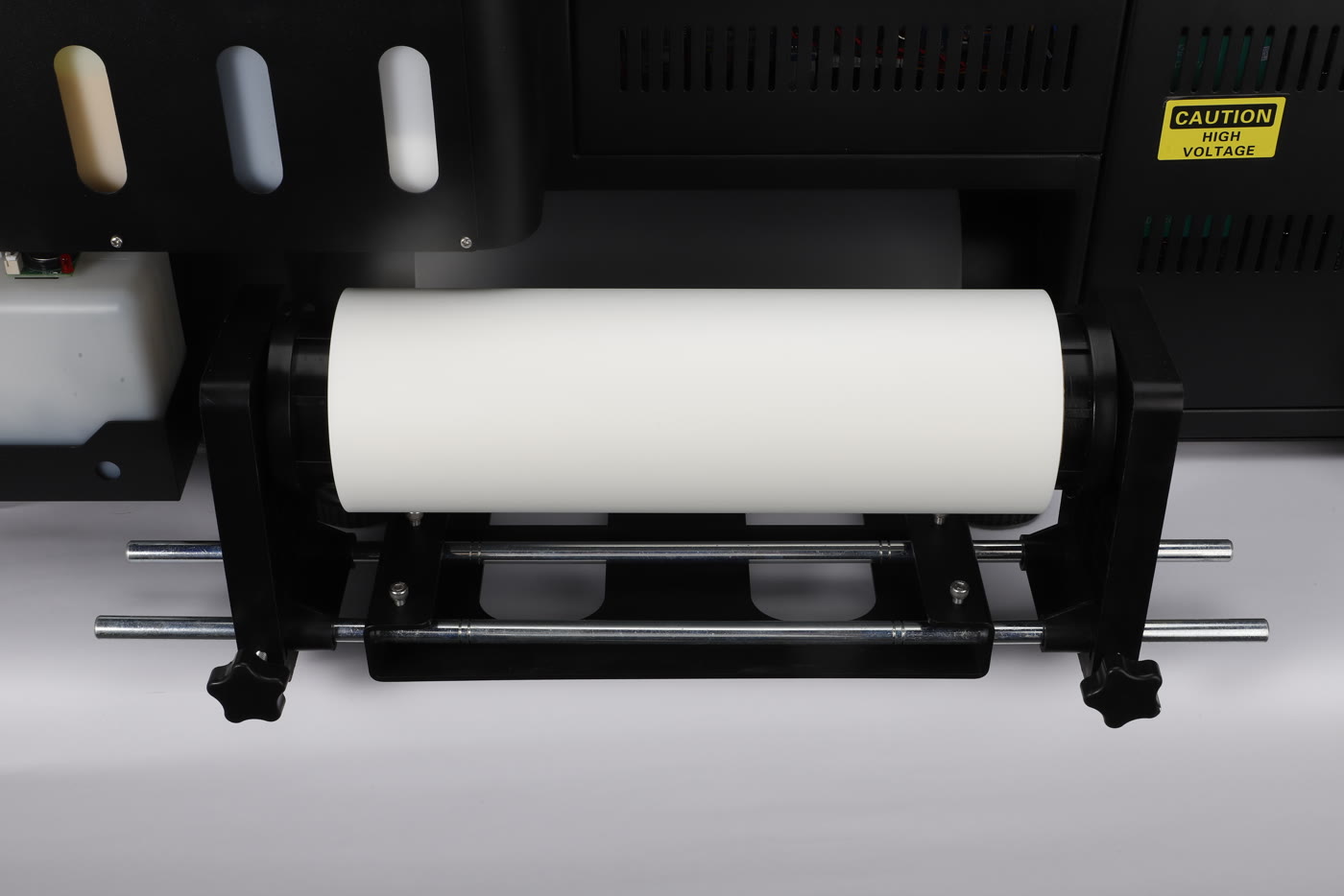 A roll of DTF film loaded on the Prestige R2 Pro