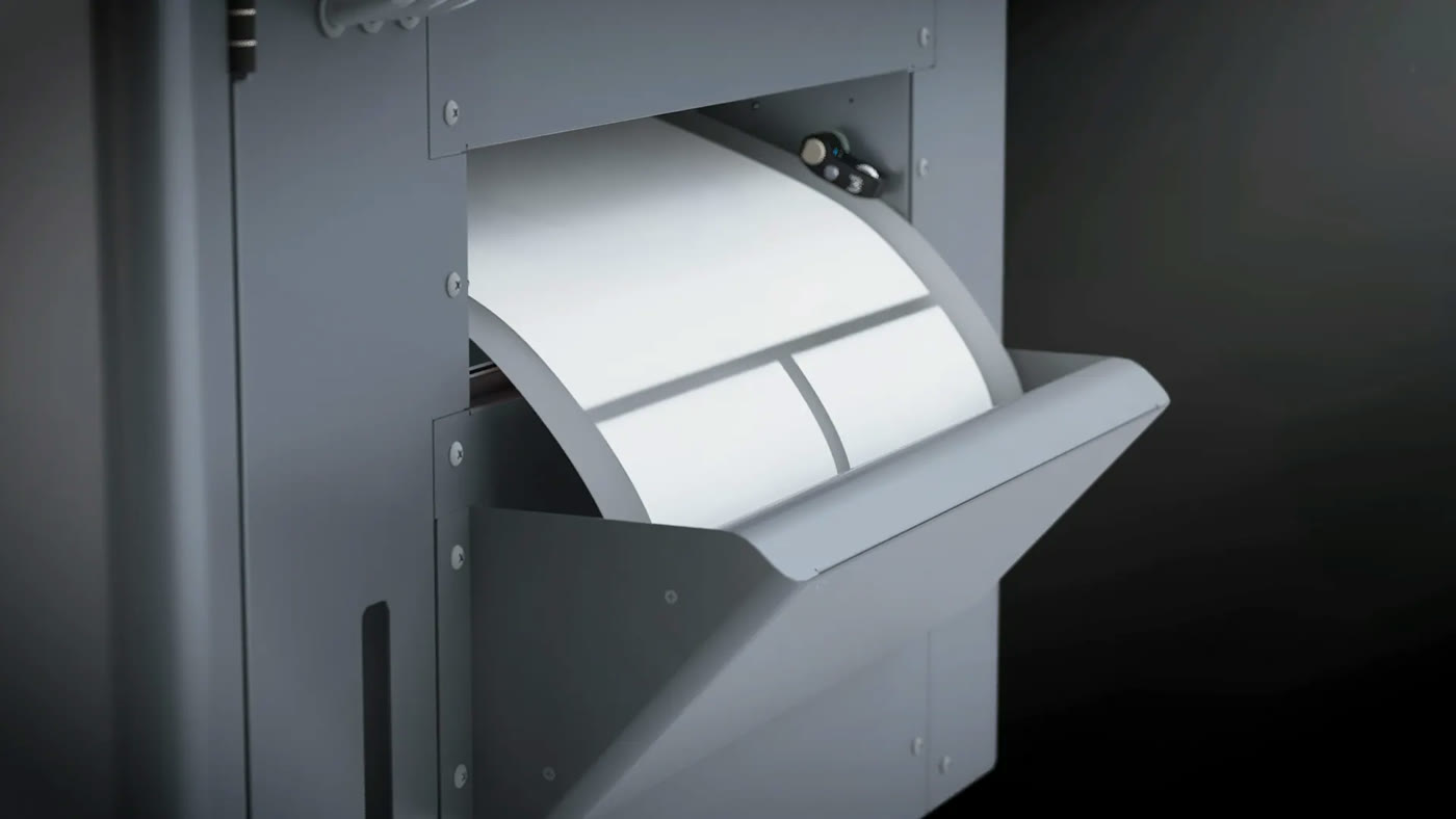 Cut sheets emerging from the Vega S17