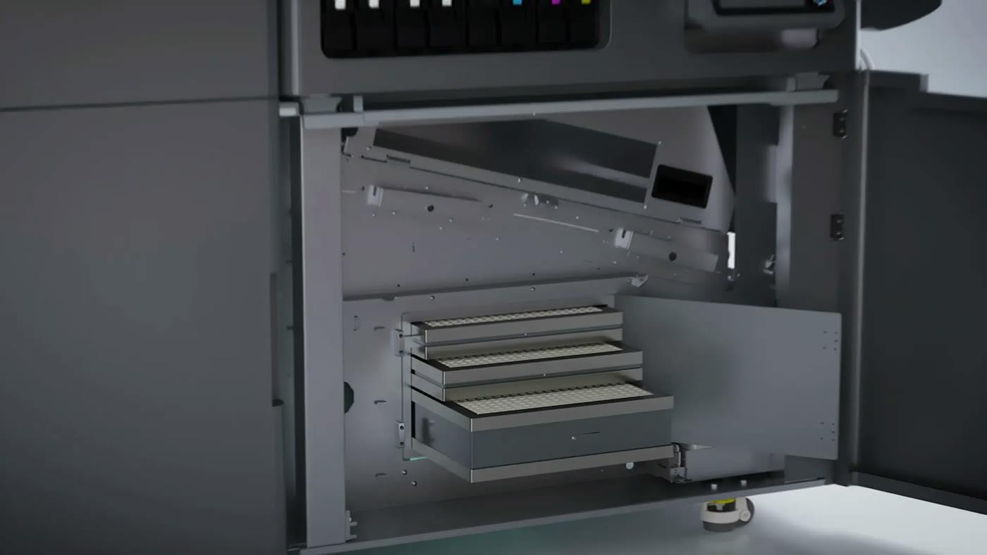 The filter trays inside the Vega S17 finishing section