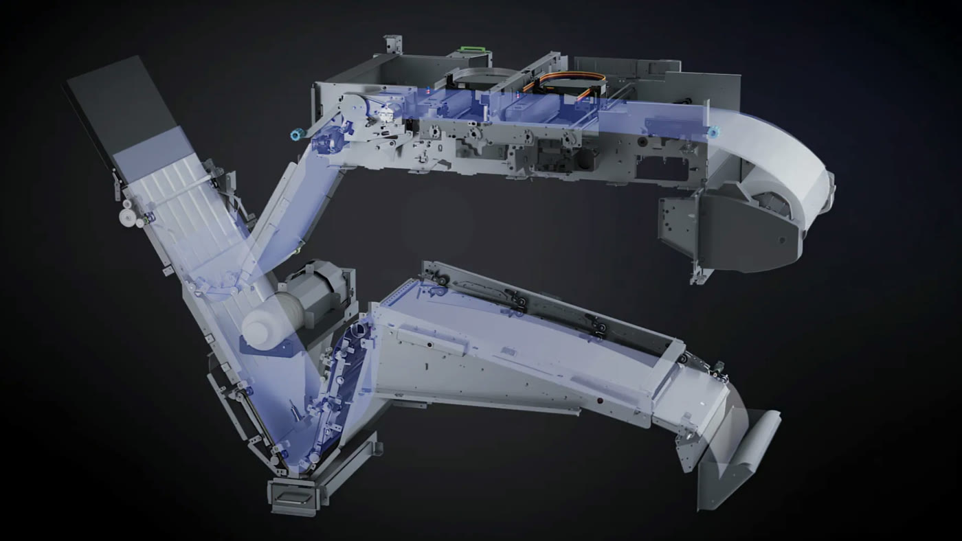 Cutaway view of the Vega S17 showing the folded film path through both sections