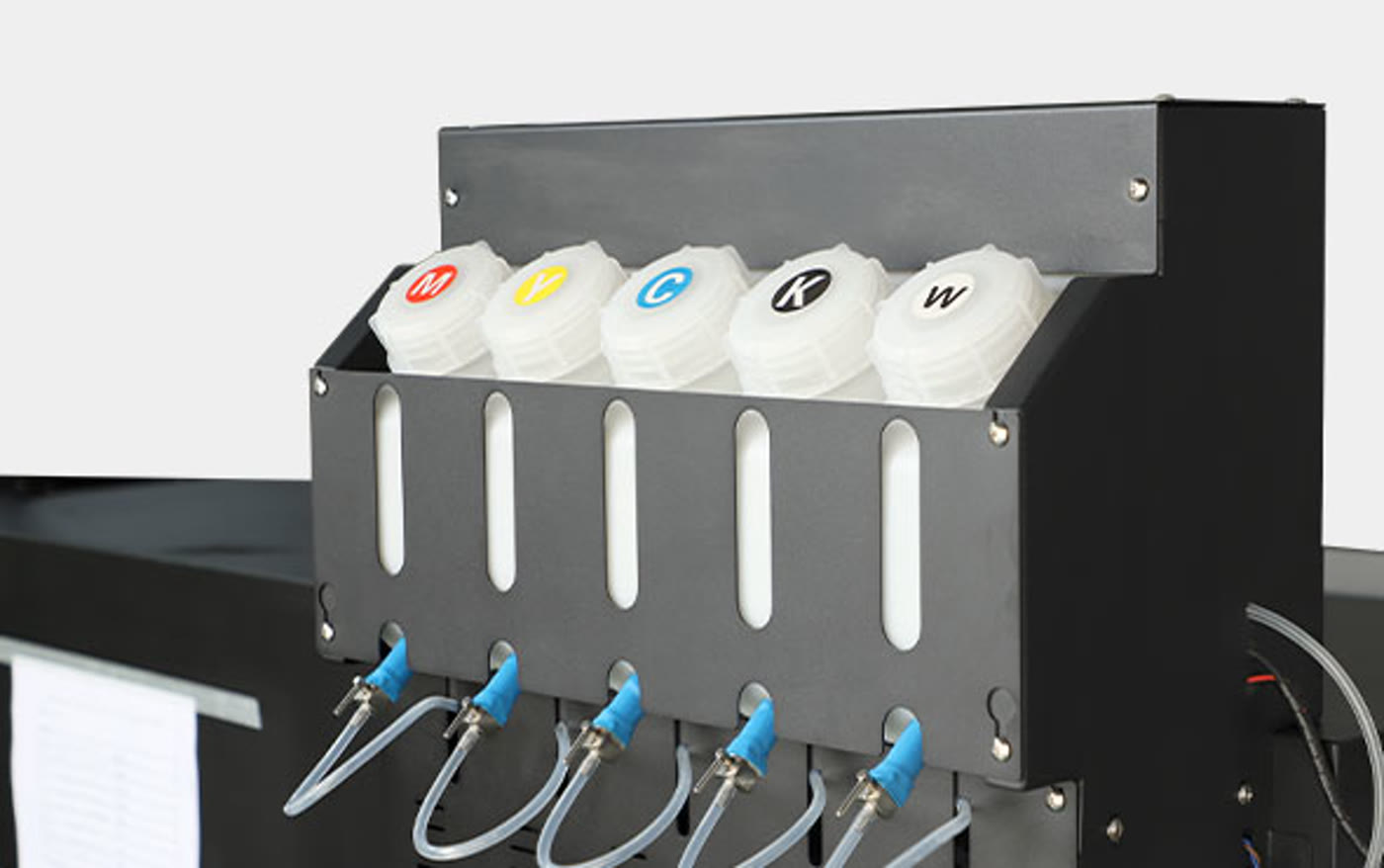The five colour-coded ink tanks of the Prestige XL4